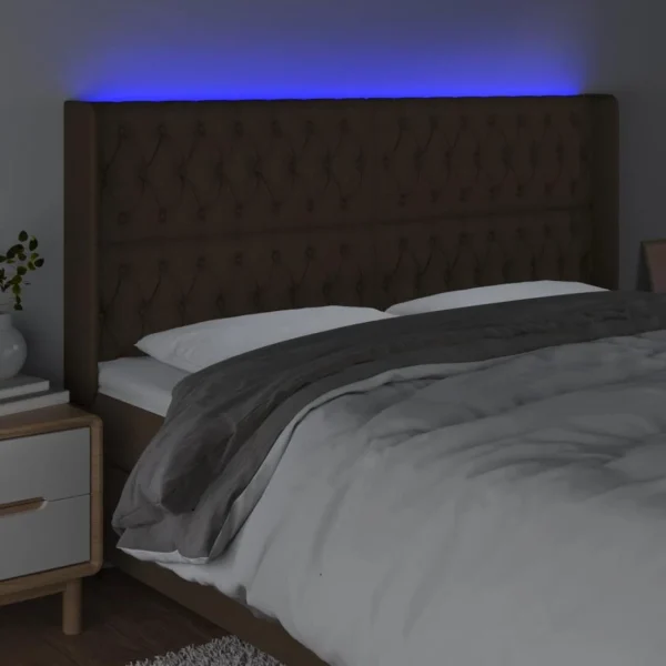VidaXL Tête De Lit à LED Marron Foncé 183x16x118/128 Cm Tissu aux meilleurs prix 4