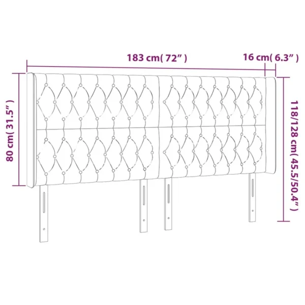 VidaXL Tête De Lit à LED Marron Foncé 183x16x118/128 Cm Tissu aux meilleurs prix 6