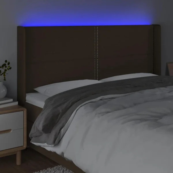 Service Clients Dédié VidaXL Tête De Lit à LED Marron Foncé 183x16x118/128 Cm Tissu 4