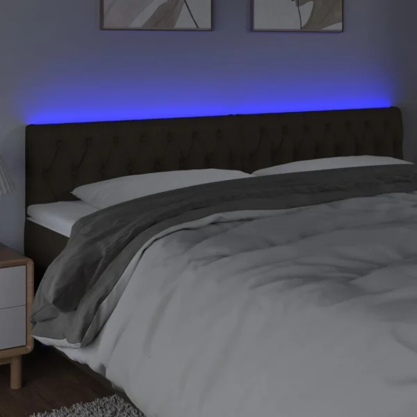 VidaXL Tête De Lit à LED Marron Foncé 200x7x78/88 Cm Tissu france en ligne 3