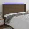 Retour Gratuit VidaXL Tête De Lit à LED Marron Foncé 203x16x118/128 Cm Tissu 17