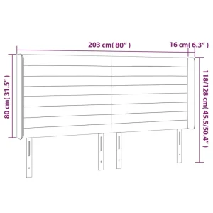 Retour Gratuit VidaXL Tête De Lit à LED Marron Foncé 203x16x118/128 Cm Tissu 15