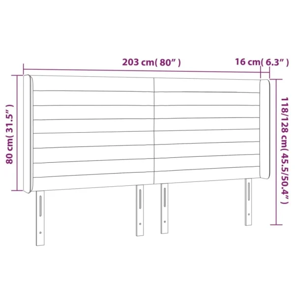 Retour Gratuit VidaXL Tête De Lit à LED Marron Foncé 203x16x118/128 Cm Tissu 6