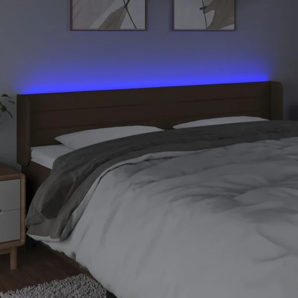 meilleur cadeau VidaXL Tête De Lit à LED Marron Foncé 203x16x78/88 Cm Tissu 4