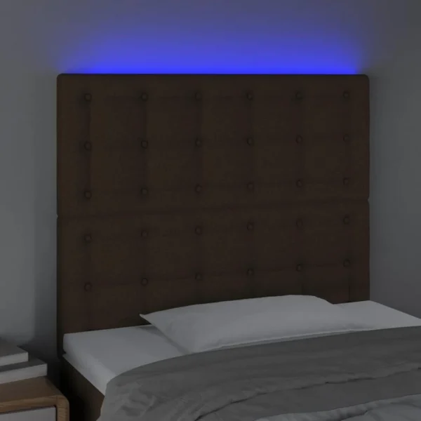 VidaXL Tête De Lit à LED Marron Foncé 80x5x118/128 Cm Tissu vente pas cher 3