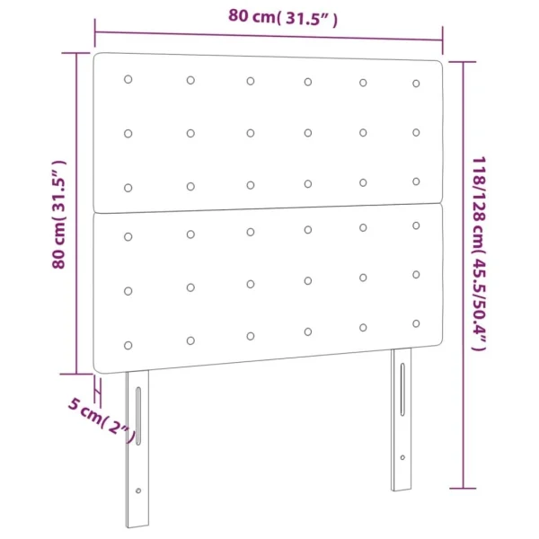 VidaXL Tête De Lit à LED Marron Foncé 80x5x118/128 Cm Tissu vente pas cher 6