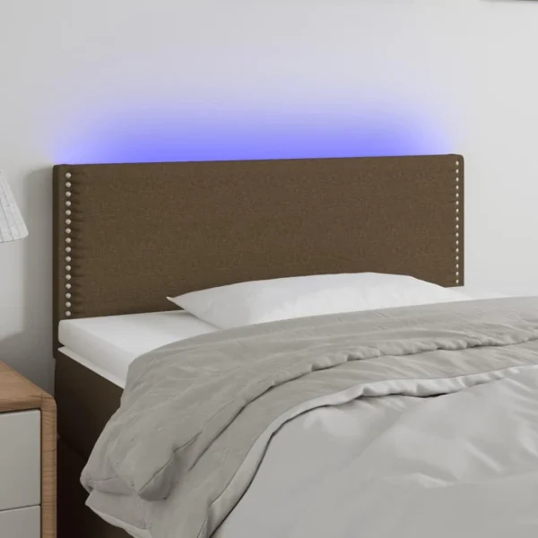 fashioniable VidaXL Tête De Lit à LED Marron Foncé 90x5x78/88 Cm Tissu 1