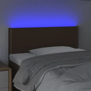 fashioniable VidaXL Tête De Lit à LED Marron Foncé 90x5x78/88 Cm Tissu 9