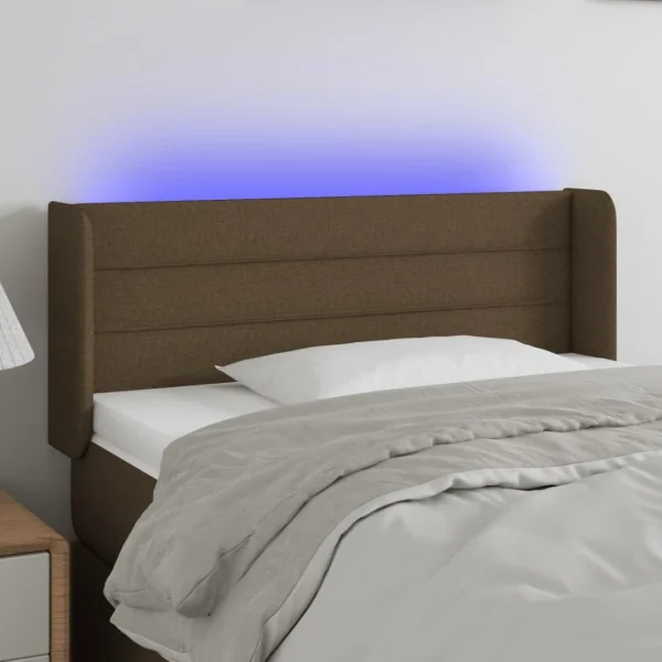 VidaXL Tête De Lit à LED Marron Foncé 93x16x78/88 Cm Tissu haute qualité 1