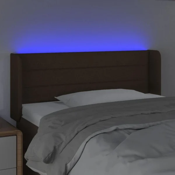 VidaXL Tête De Lit à LED Marron Foncé 93x16x78/88 Cm Tissu haute qualité 4