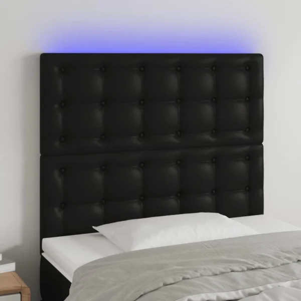 magasins pas chers VidaXL Tête De Lit à LED Noir 100x5x118/128 Cm Similicuir 1