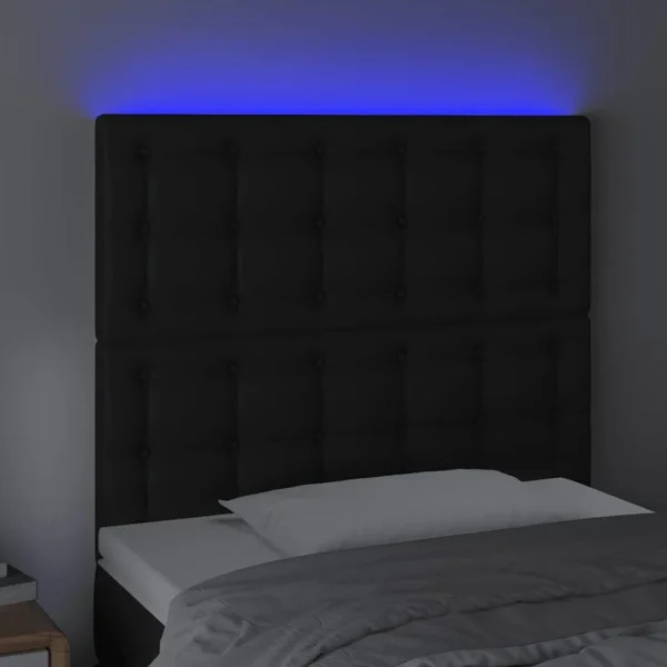 magasins pas chers VidaXL Tête De Lit à LED Noir 100x5x118/128 Cm Similicuir 3