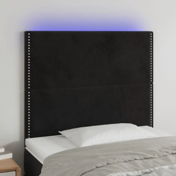 VidaXL Tête De Lit à LED Noir 100x5x118/128 Cm Velours Officielle 1