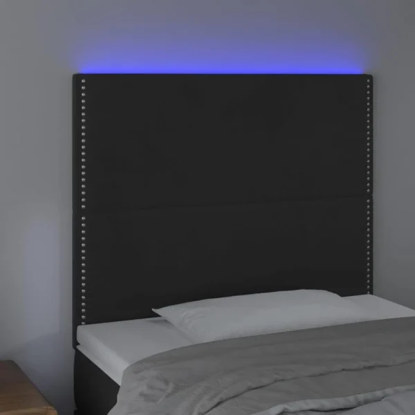 VidaXL Tête De Lit à LED Noir 100x5x118/128 Cm Velours Officielle 3