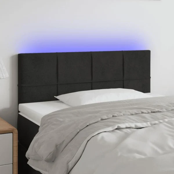 pas cher VidaXL Tête De Lit à LED Noir 100x5x78/88 Cm Velours 1