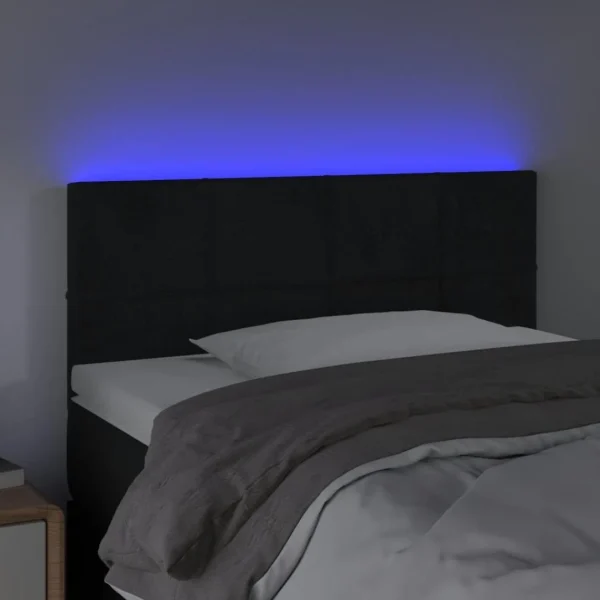 pas cher VidaXL Tête De Lit à LED Noir 100x5x78/88 Cm Velours 3