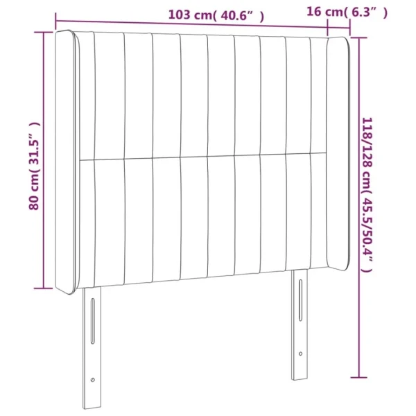 Achat VidaXL Tête De Lit à LED Noir 103x16x118/128 Cm Tissu 6