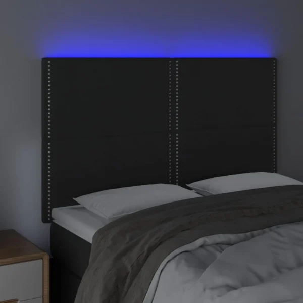 destockage VidaXL Tête De Lit à LED Noir 144x5x118/128 Cm Velours 3