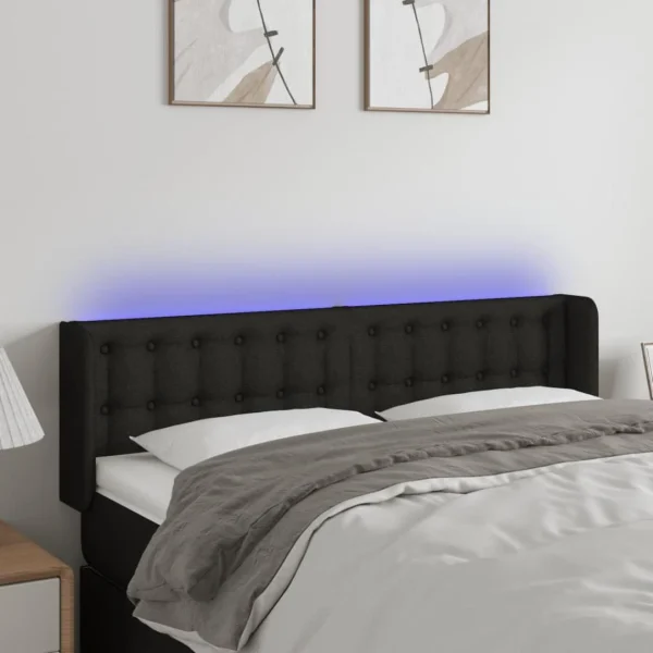 magasin pas cher VidaXL Tête De Lit à LED Noir 147x16x78/88 Cm Tissu 1