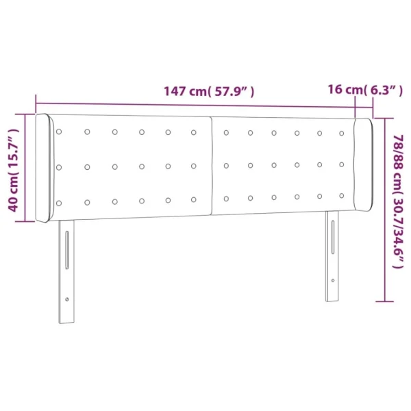 magasin pas cher VidaXL Tête De Lit à LED Noir 147x16x78/88 Cm Tissu 6