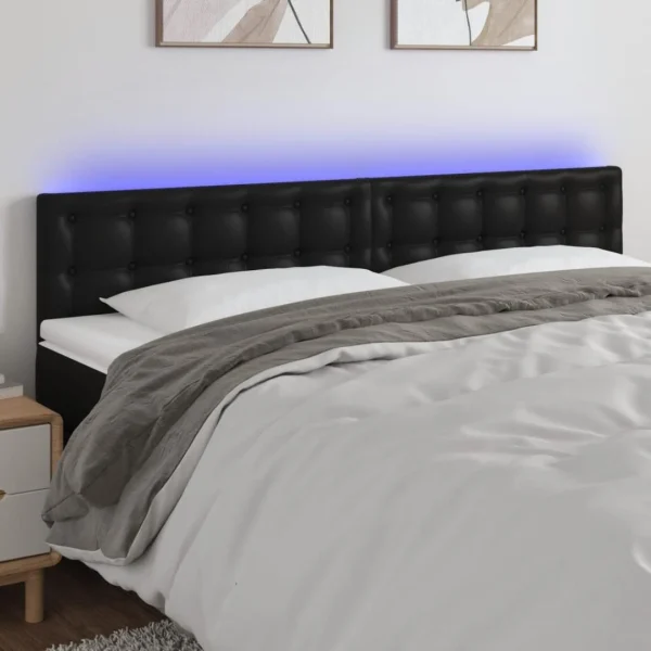 Distributeur Officiel VidaXL Tête De Lit à LED Noir 180x5x78/88 Cm Similicuir 1