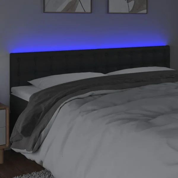 Distributeur Officiel VidaXL Tête De Lit à LED Noir 180x5x78/88 Cm Similicuir 3