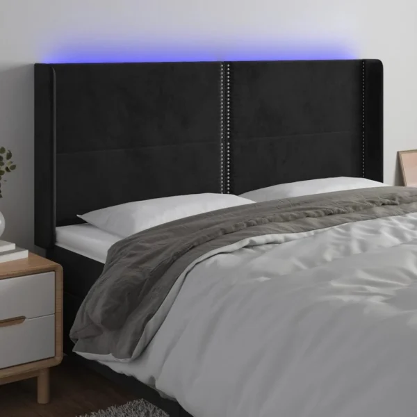 VidaXL Tête De Lit à LED Noir 183x16x118/128 Cm Velours Pas Cher soldes France 1