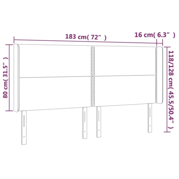 VidaXL Tête De Lit à LED Noir 183x16x118/128 Cm Velours Pas Cher soldes France 6