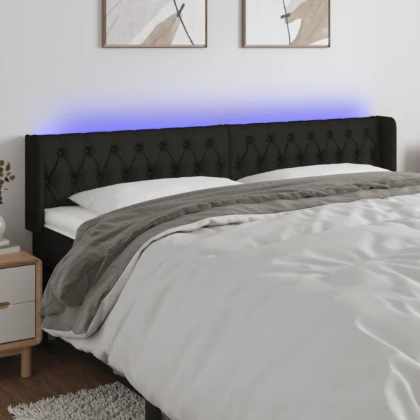 VidaXL Tête De Lit à LED Noir 183x16x78/88 Cm Tissu Large choix en ligne 1
