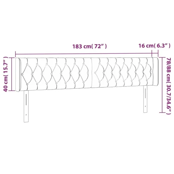 VidaXL Tête De Lit à LED Noir 183x16x78/88 Cm Tissu Large choix en ligne 6