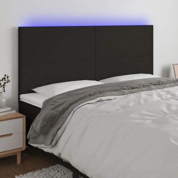 pas cher VidaXL Tête De Lit à LED Noir 200x5x118/128 Cm Tissu 1