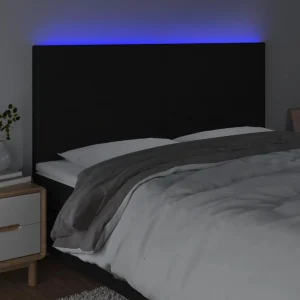pas cher VidaXL Tête De Lit à LED Noir 200x5x118/128 Cm Tissu 9