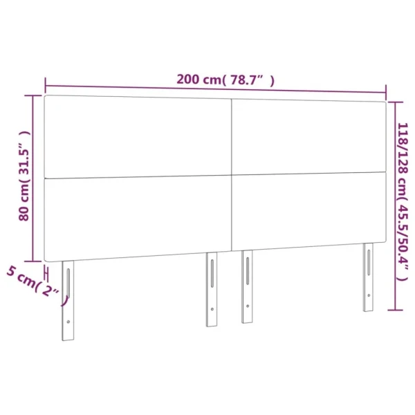 pas cher VidaXL Tête De Lit à LED Noir 200x5x118/128 Cm Tissu 6