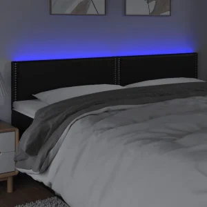 VidaXL Tête De Lit à LED Noir 200x5x78/88 Cm Similicuir prix abordable 9
