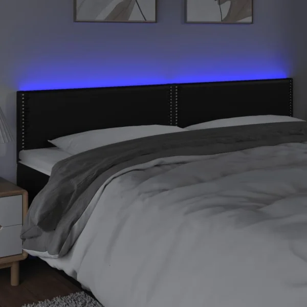 VidaXL Tête De Lit à LED Noir 200x5x78/88 Cm Similicuir prix abordable 3