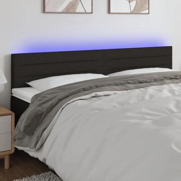 VidaXL Tête De Lit à LED Noir 200x5x78/88 Cm Tissu magasin france 1
