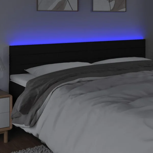 VidaXL Tête De Lit à LED Noir 200x5x78/88 Cm Tissu magasin france 3