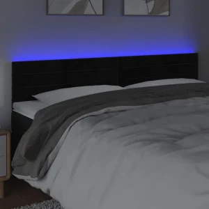 Nouveau VidaXL Tête De Lit à LED Noir 200x5x78/88 Cm Velours 9