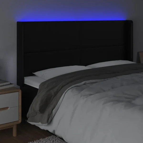 VidaXL Tête De Lit à LED Noir 203x16x118/128 Cm Similicuir grand choix 4