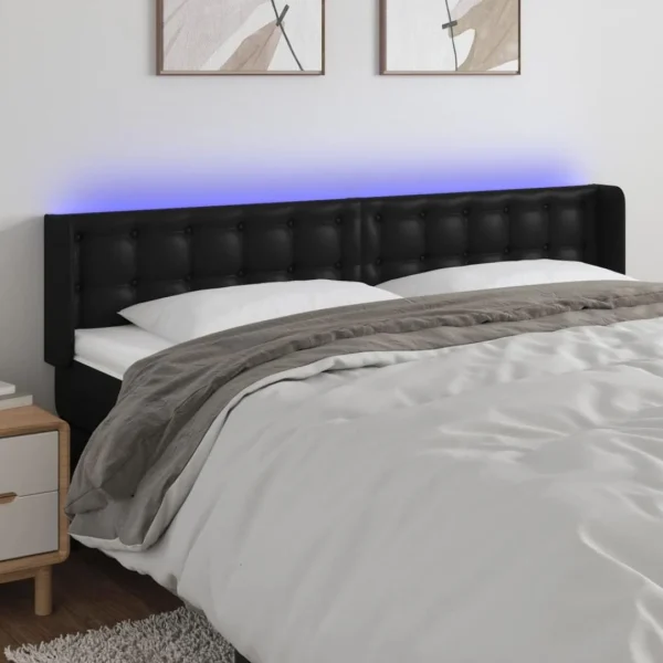 magasin pas cher VidaXL Tête De Lit à LED Noir 203x16x78/88 Cm Similicuir 1