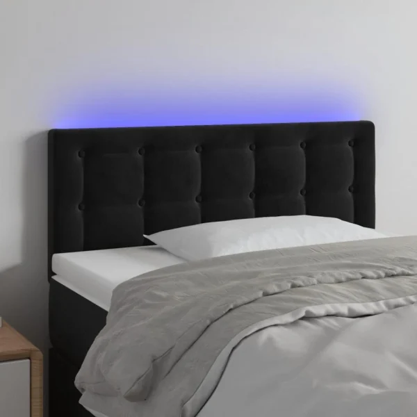 vente luxe pas cher VidaXL Tête De Lit à LED Noir 90x5x78/88 Cm Velours 1