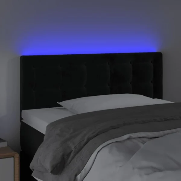 vente luxe pas cher VidaXL Tête De Lit à LED Noir 90x5x78/88 Cm Velours 3