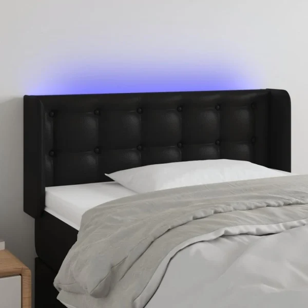 en ligne VidaXL Tête De Lit à LED Noir 93x16x78/88 Cm Similicuir 1