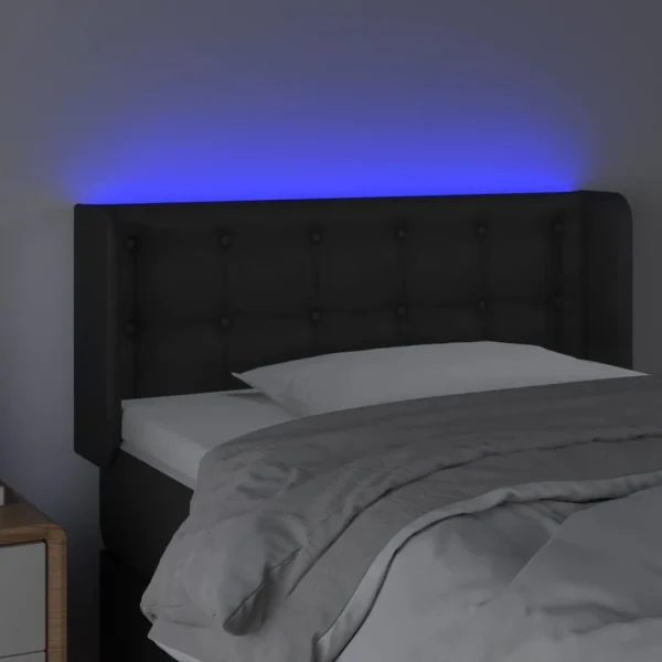 en ligne VidaXL Tête De Lit à LED Noir 93x16x78/88 Cm Similicuir 4