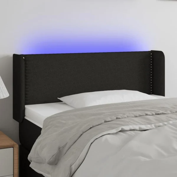 grande marque pas cher VidaXL Tête De Lit à LED Noir 93x16x78/88 Cm Tissu 1