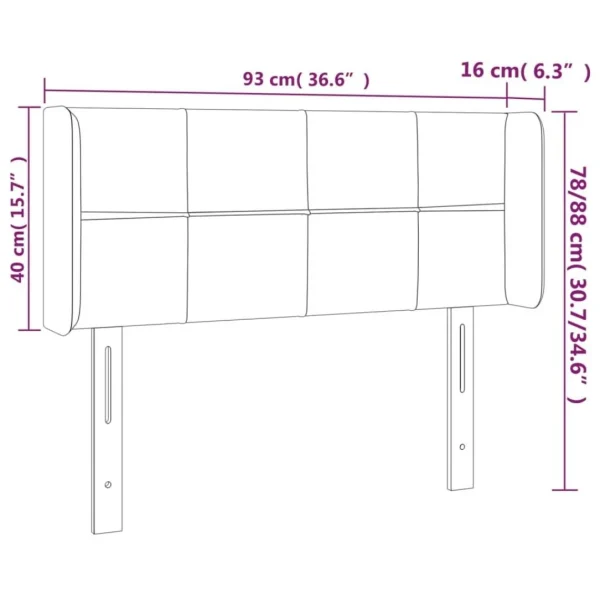 VidaXL Tête De Lit à LED Noir 93x16x78/88 Cm Velours se précipiter pour acheter 6
