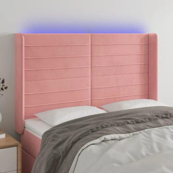 styles dernier cri VidaXL Tête De Lit à LED Rose 147x16x118/128 Cm Velours 1