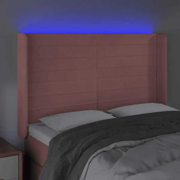 styles dernier cri VidaXL Tête De Lit à LED Rose 147x16x118/128 Cm Velours 4