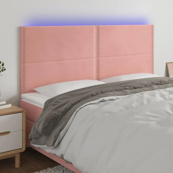 en ligne VidaXL Tête De Lit à LED Rose 200x5x118/128 Cm Velours 1