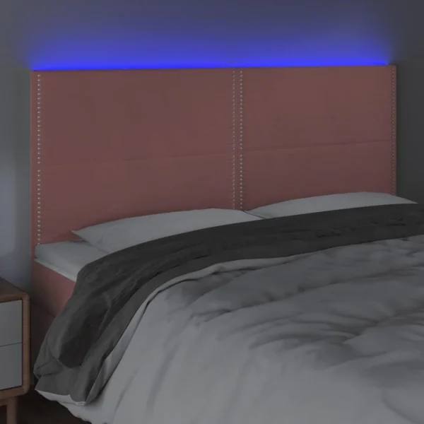 en ligne VidaXL Tête De Lit à LED Rose 200x5x118/128 Cm Velours 3